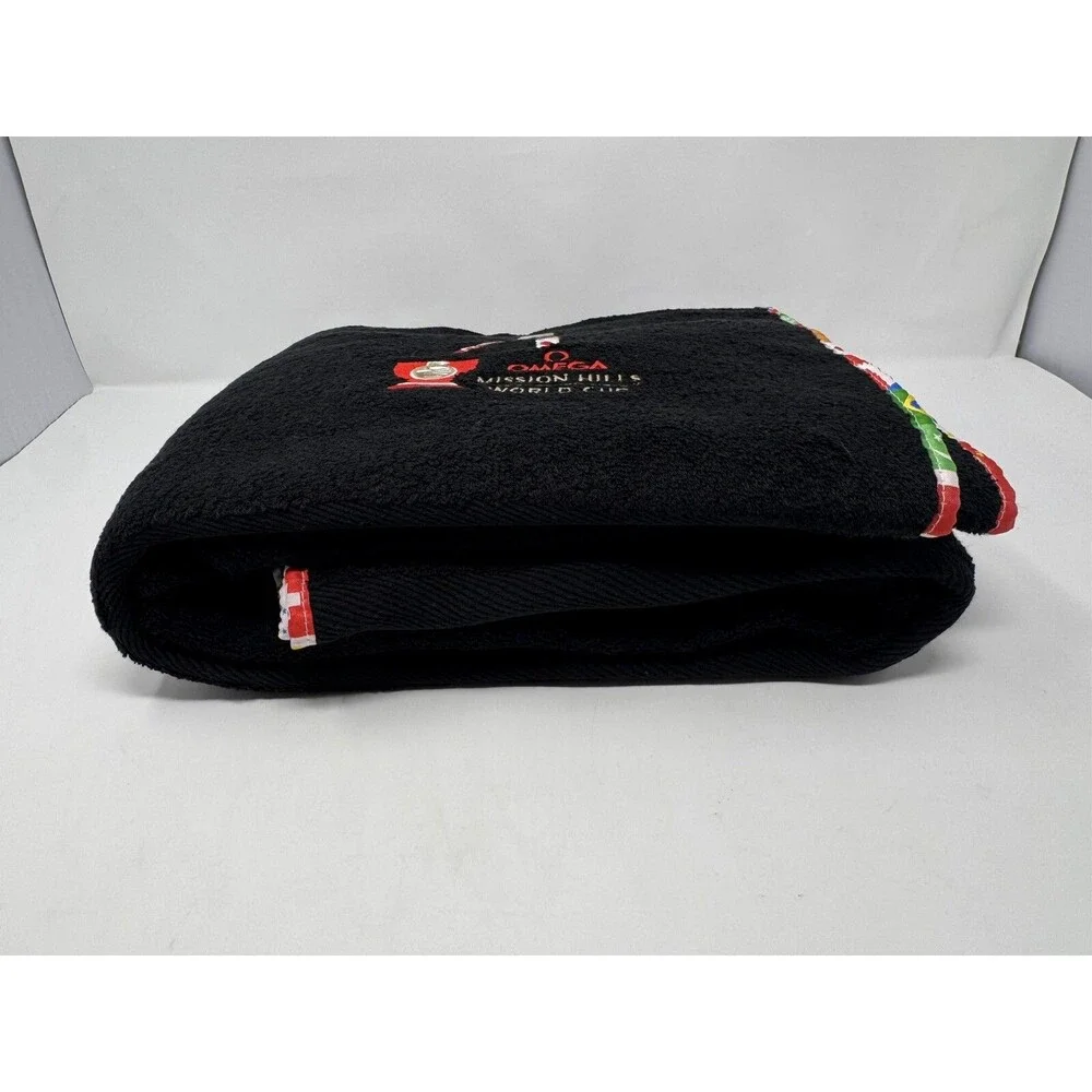 Omega Mission Hills World Cup Golf Towel Black 100x200cm Brand New